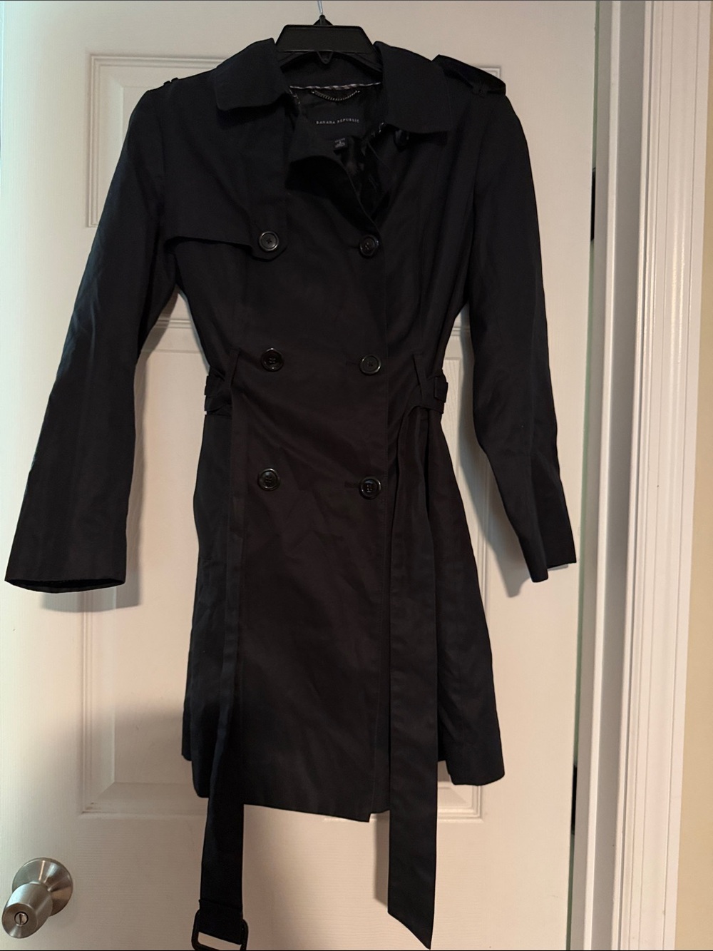 Banana Republic Black Double-Breasted Trench Coat